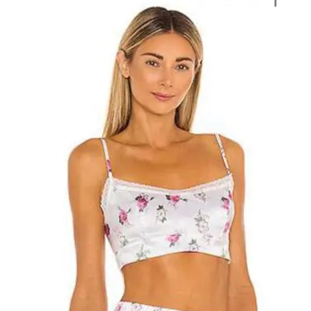 LoveShackFancy X Morgan Lane Noelle Martine Silk Blend Brami Top Size M